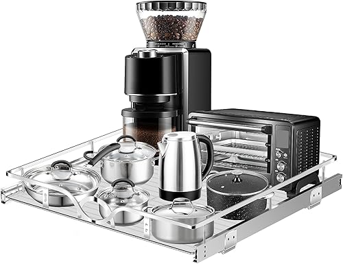 Miniatura 8 de Tksrn Organizador de gabinete extraíble (14 pulgadas de ancho x 21 pulgadas de profundidad), cajones de gabinete deslizantes para cocina,
