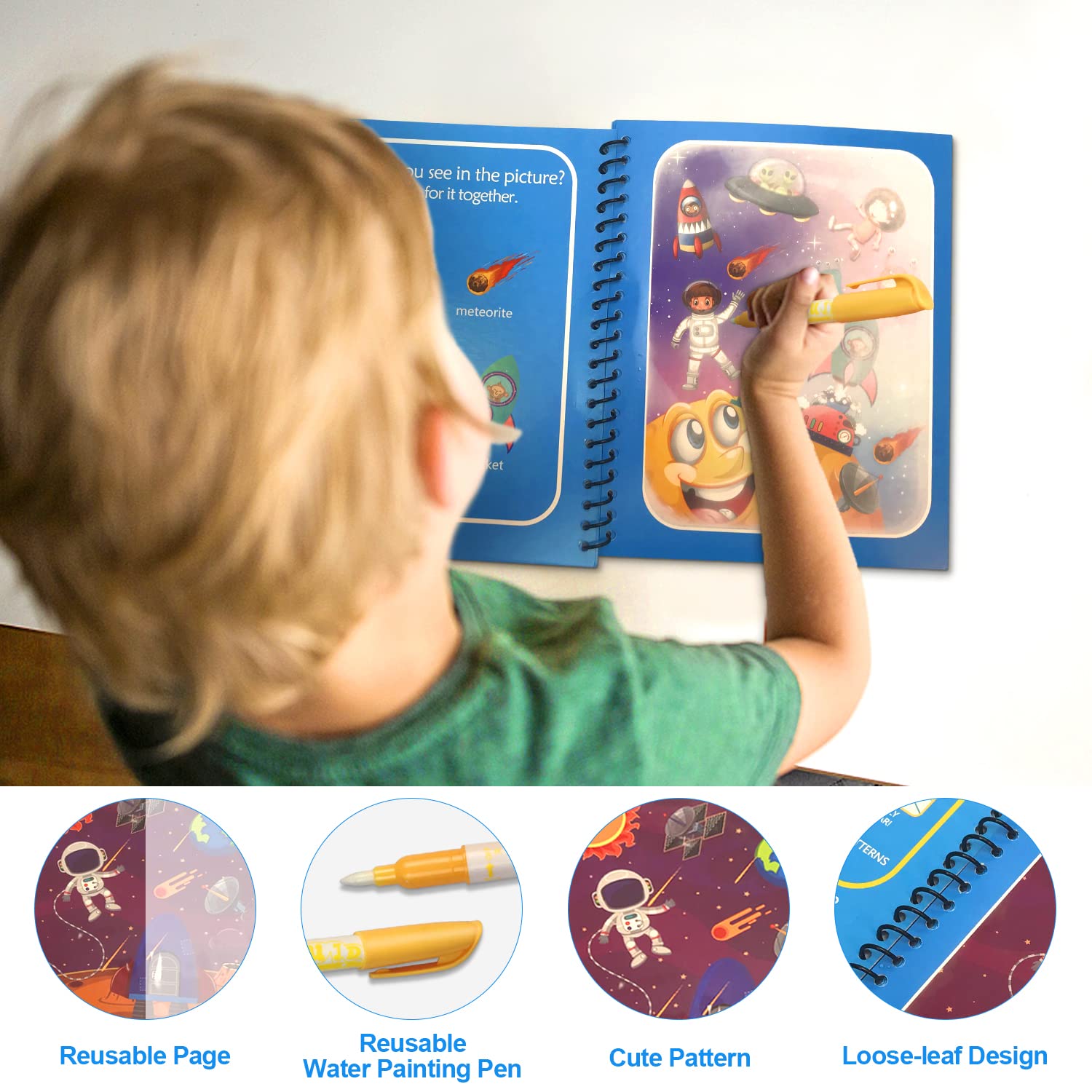 Libro Magico Da Disegno Ad Acqua Per Bambini - Riutilizzabile, Colora Con La Penna Magica, Impara Giocando, Tela Pieghevole