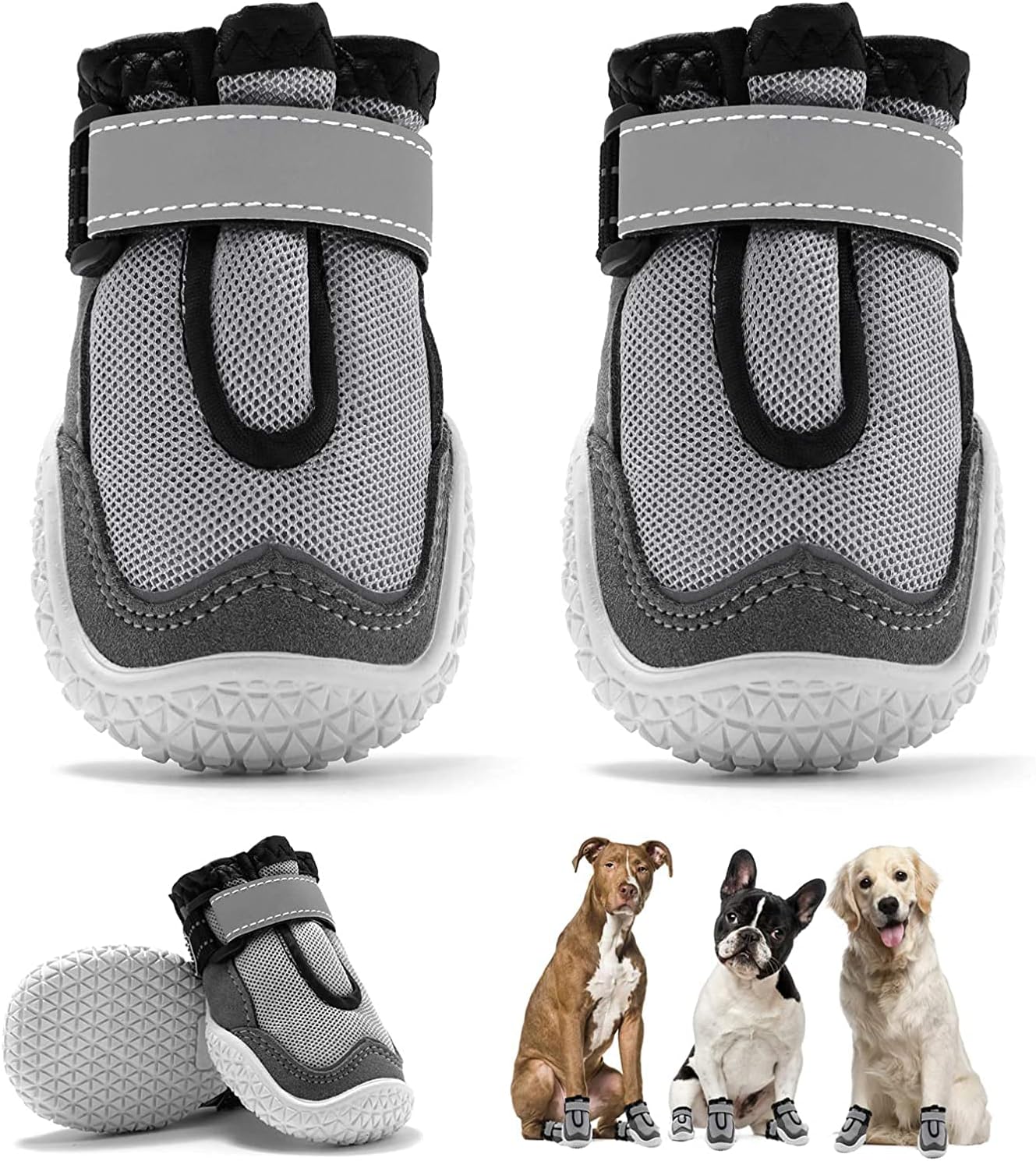 Hcpet Dog Boots, Breathable Dog Shoes for Summer, Mesh Paw Protectors