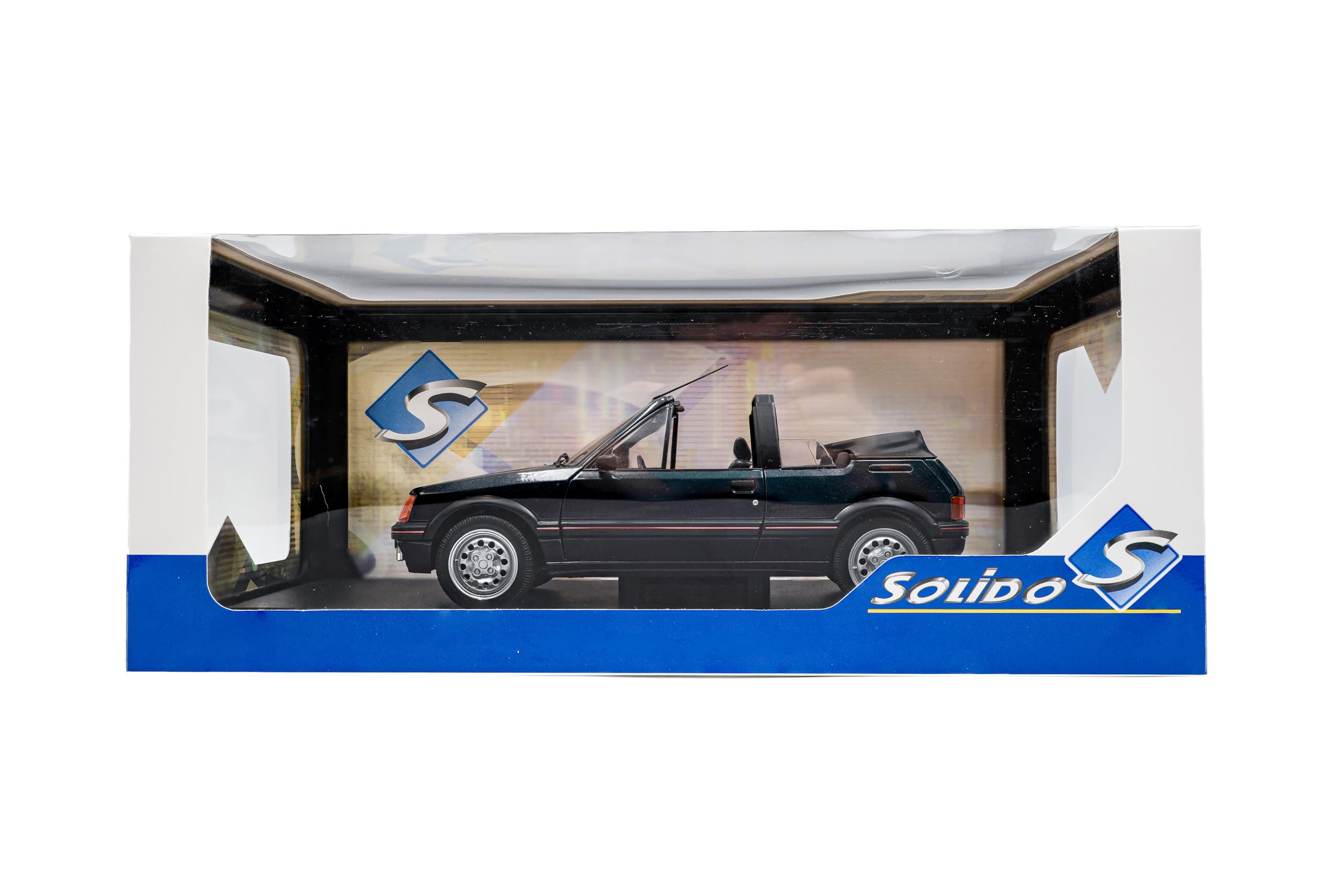 Solido Peugeot 205 CTI Roland-Garros Cabrio Diecast 1:18 Vert Métallique
