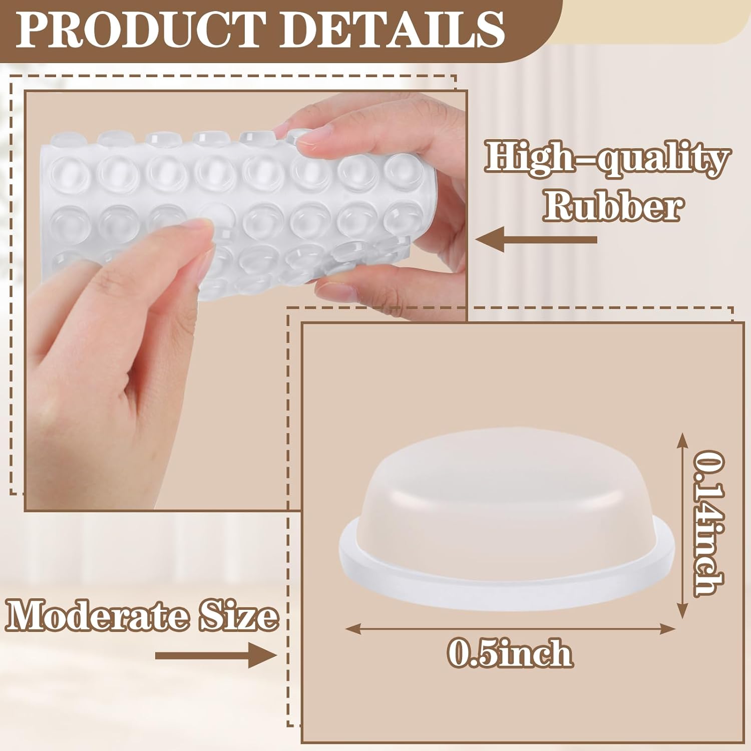 Cabinet Door Bumper 192P, Self Adhesive Cabinet Bumpers 0.5 Inch, Clear Rubber Bumpers for Cabinet Doors, Wall Protection, Drawers Stops, Glass Tops, Picture Frames, Kitchen Furniture