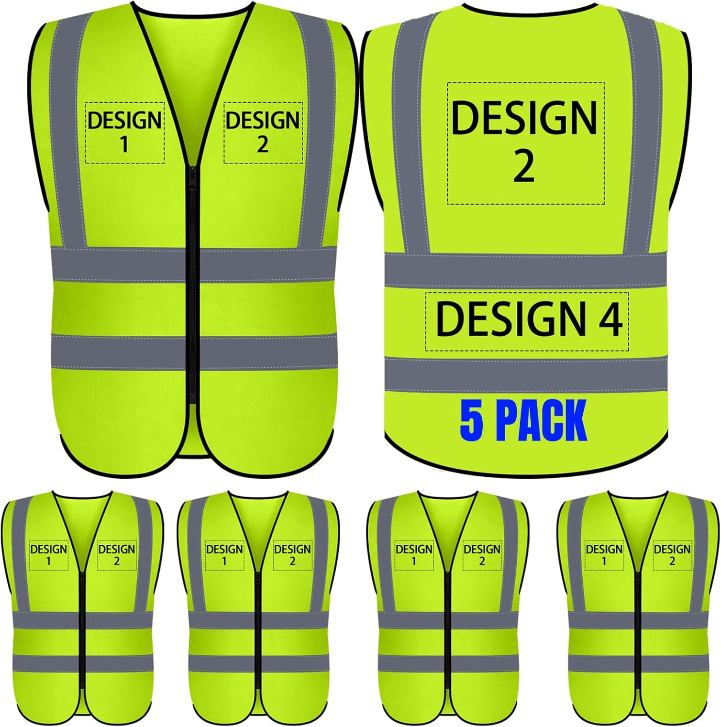 BeautyWill Custom Logo Safety Vest S,M,L,XL,2XL,3XL,4XL Personalized Safety Vest High Visibility Apparel