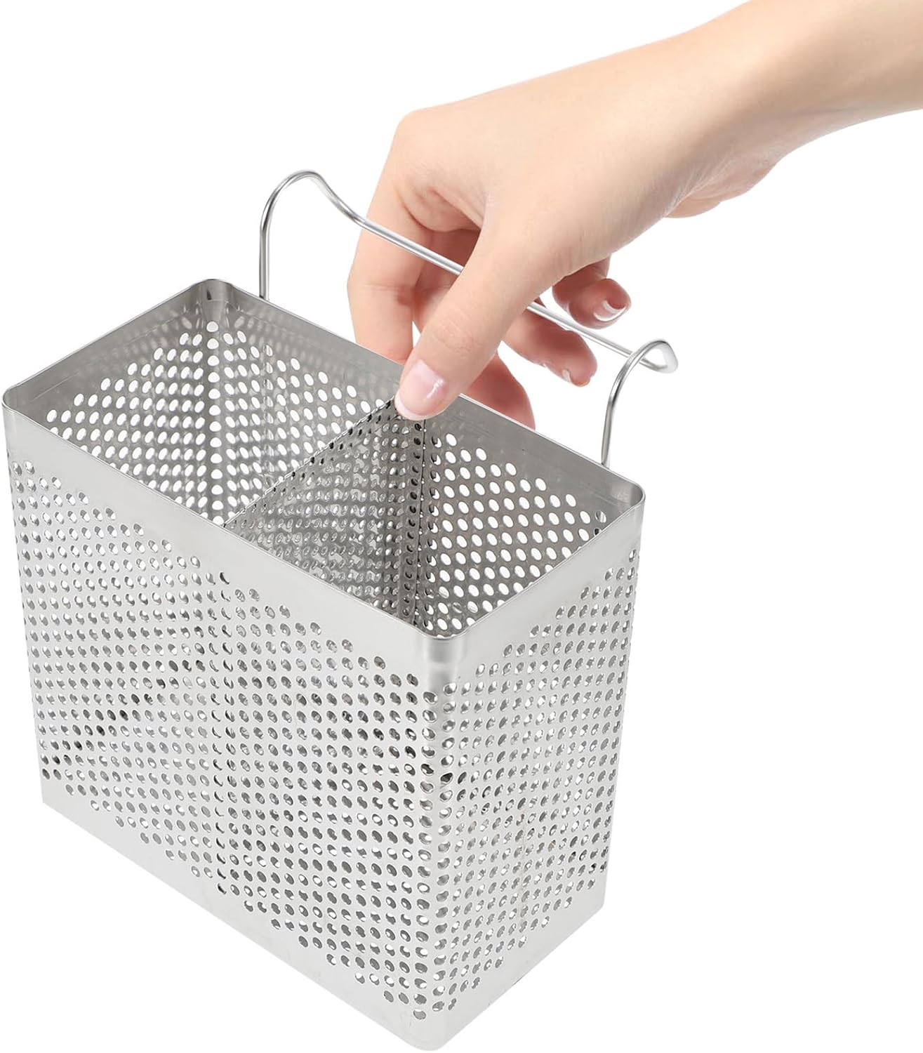ULTECHNOVO Hanging Chopstick Holder Rectangular with Hooks, Stainless Steel