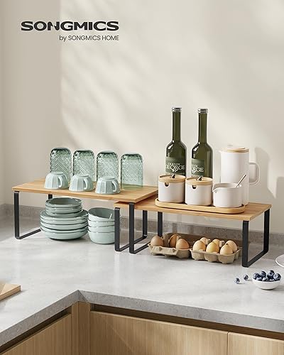 Miniatura 2 de SONGMICS Estante organizador de gabinete, juego de 2 estantes de encimera de cocina, almacenamiento de cocina, estante de especias, apilable,