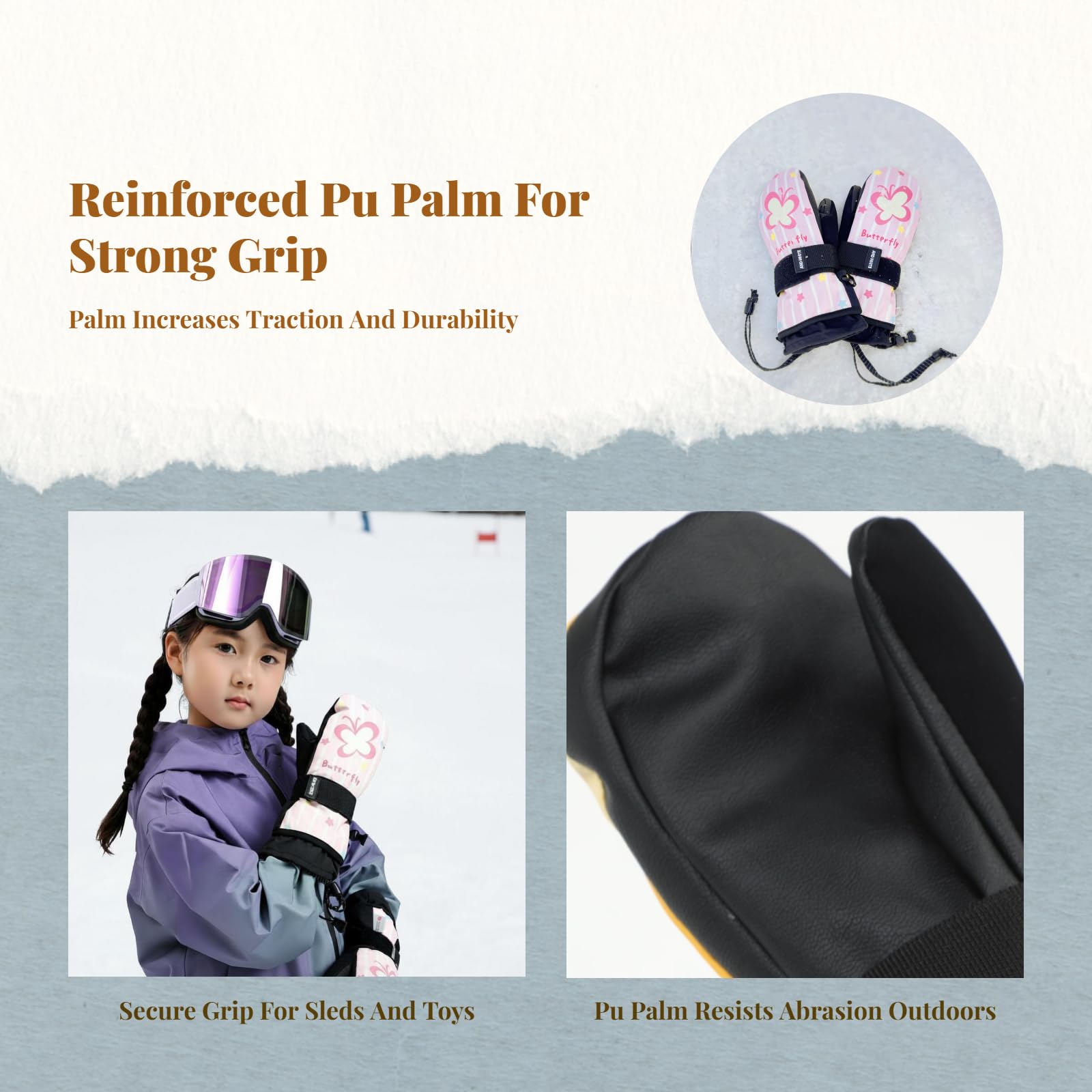 Guanti Invernali Bambini XS, Impermeabili e Protettivi, per Ciclismo, Sci, Outdoor, Arcobaleno