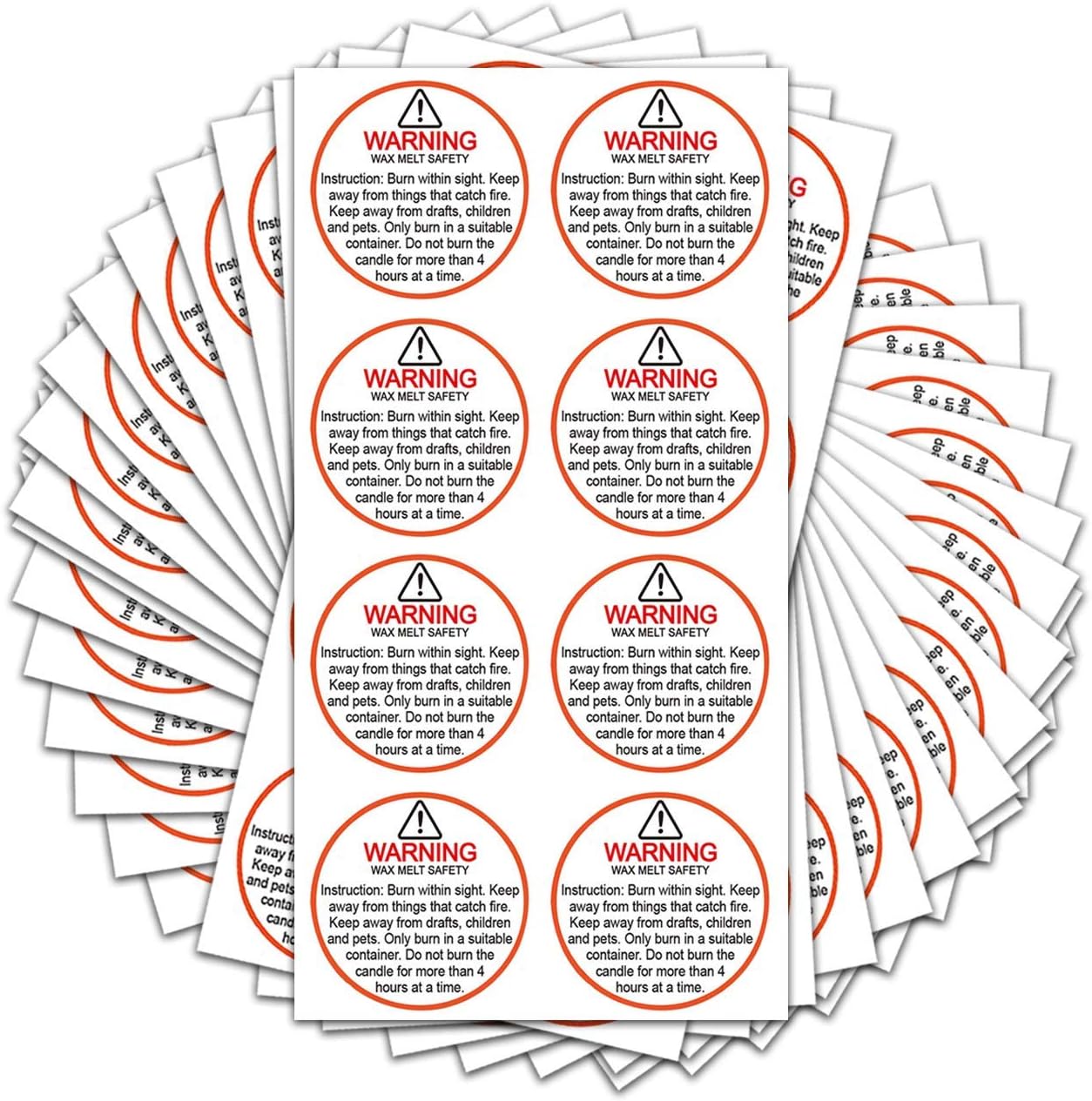 Candle Warning Stickers, 1.5" Round Label,Sticker Decal for Candle Jars, Tins and Votives Candle Jar Container Labels Wax Melting Safety Stickers-504 Labels per Package
