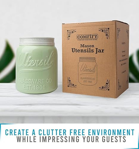 Miniatura 7 de Comfify - tarro organizador decorativo para utensilios de cocina con boca ancha cerámica resistente a las virutas apto para lavavajillas