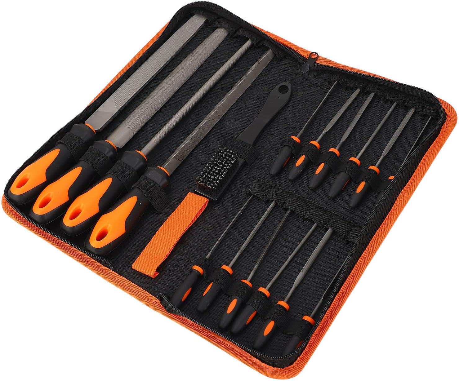 18Pcs Files Set Tool, T12 Steel Needle Files Set Metal Professional Flat Triangular Half Round Large File for Wood Project with Steel Brush Portable Suitcase for Home Garage