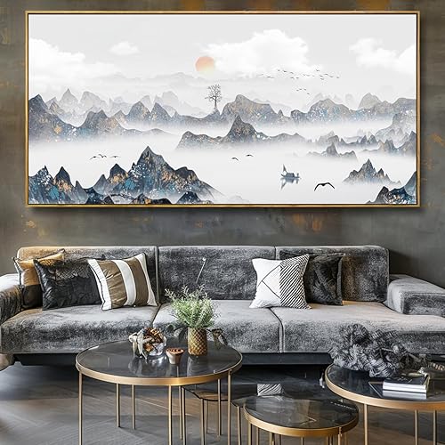 Miniatura 2 de Arte de pared enmarcado listo para colgar, acuarela, montaña, paisaje, naturaleza, desierto, montañas, picos, ilustraciones, arte moderno, rústico,