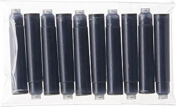 Xezo Black Ink Cartridges for Fountain Pens, Standard International / European Size. Pack of 10.