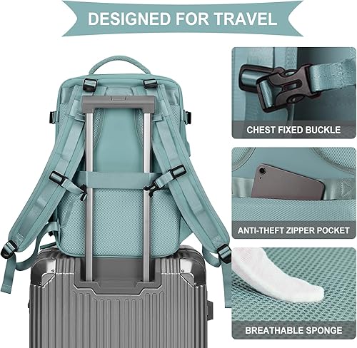 Miniatura 7 de coowoz Mochila de viaje grande para mujeres y hombres, mochila de mano aprobada por vuelo, mochila de senderismo impermeable para deportes al aire