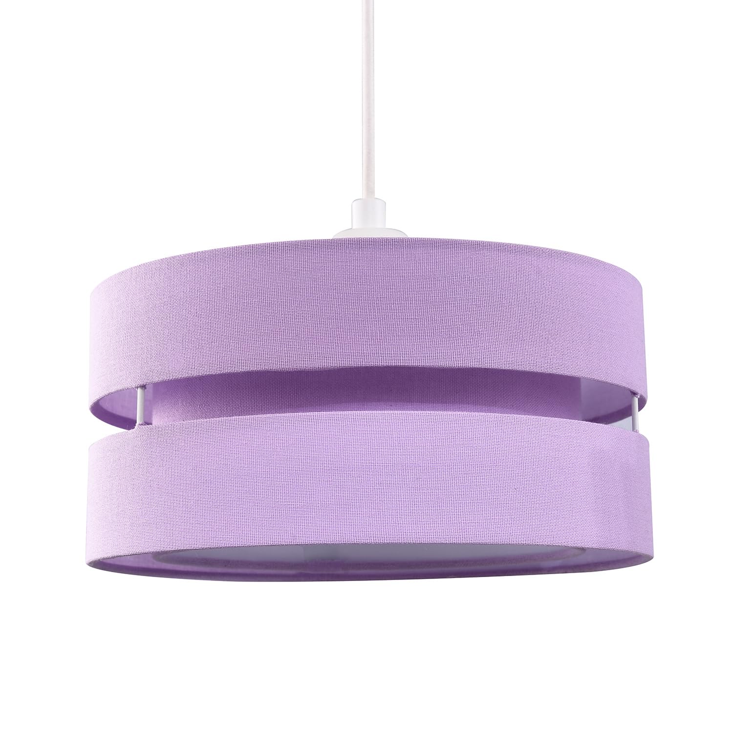 Happy Homewares 3 Tier Lilac Linen Fabric Pendant Shade - Height 13cm, Diameter 26cm