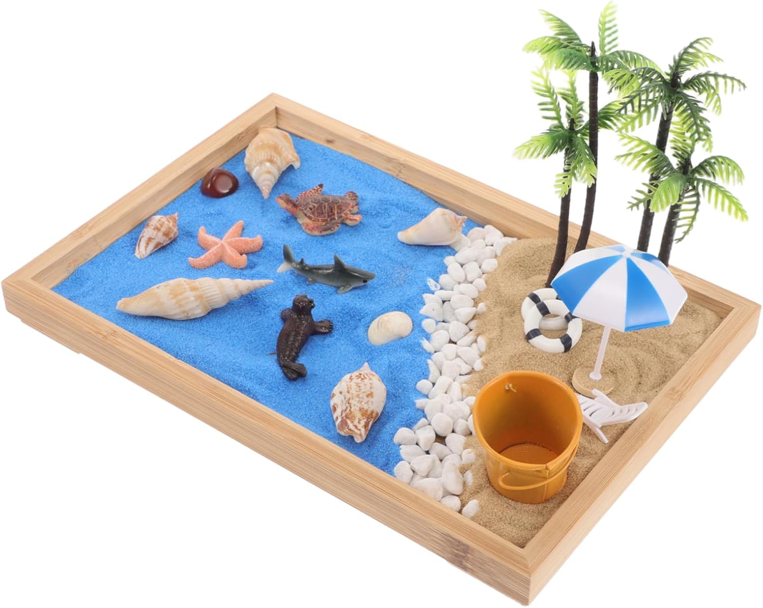 Unomor Japanese Mini Zen Garden for Desk Elegant Sand Table Artware Decor Beach Theme for Relaxation and Aesthetic Appeal Landscape Adornment for