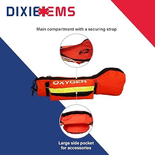 Miniatura 6 de Dixie Ems Bolsa de hombro O2 para cilindro y suministros de tamaño D O2, paquete de transporte de tanque de oxígeno con relleno