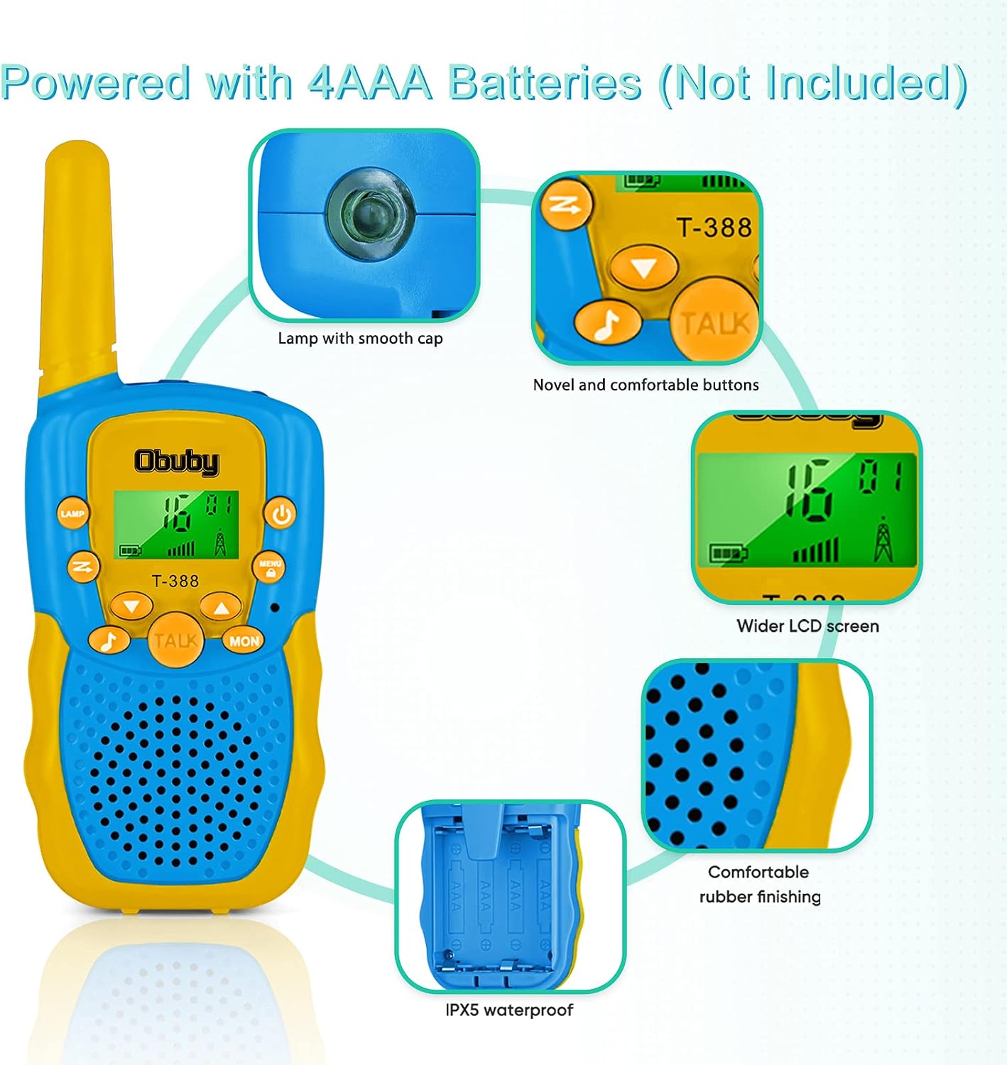 Obuby Toys for 3-12 Year Old Boys Girls Walkie Talkies for Kids 22 Channels 2 Way Radio Gifts with Backlit LCD Flashlight 3 KMs Range Gift Toy for Boy Girl to Outside,Camping,Hiking