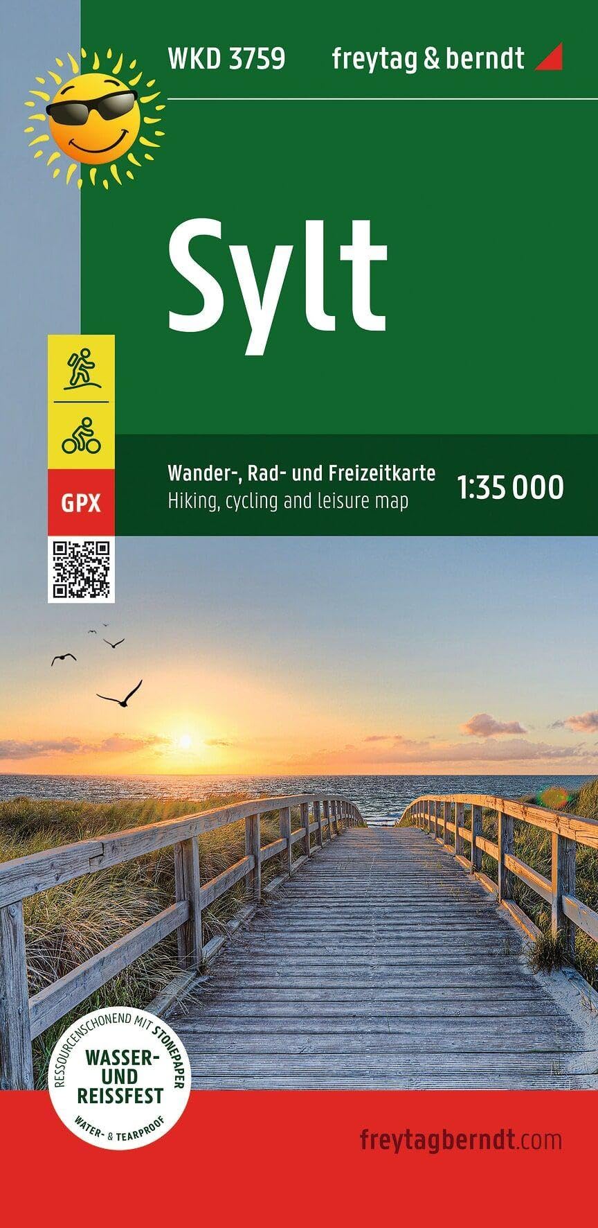 Sylt, Walking Cycling & Leisure Map 1:35.000: GPX Tracks, wasserfest und reißfest: WKD 3759