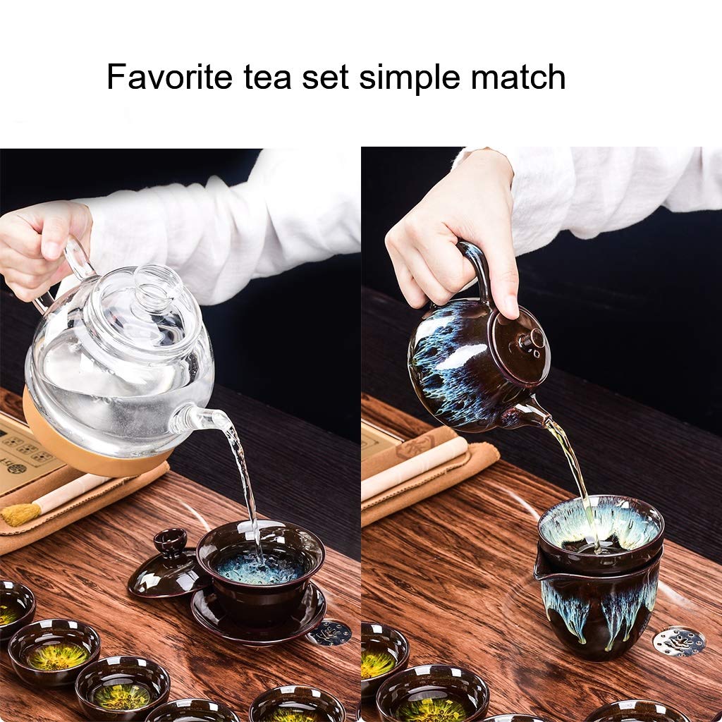 Bandeja De Té De Cerámica Negra, Bandeja De Té Con Calentador De Agua Automático, Juego Completo De Bandeja De Té Pequeña Para Ceremonia Del Té, Para Uso En El Hogar Y La Oficina, Para Mesa De Té, B