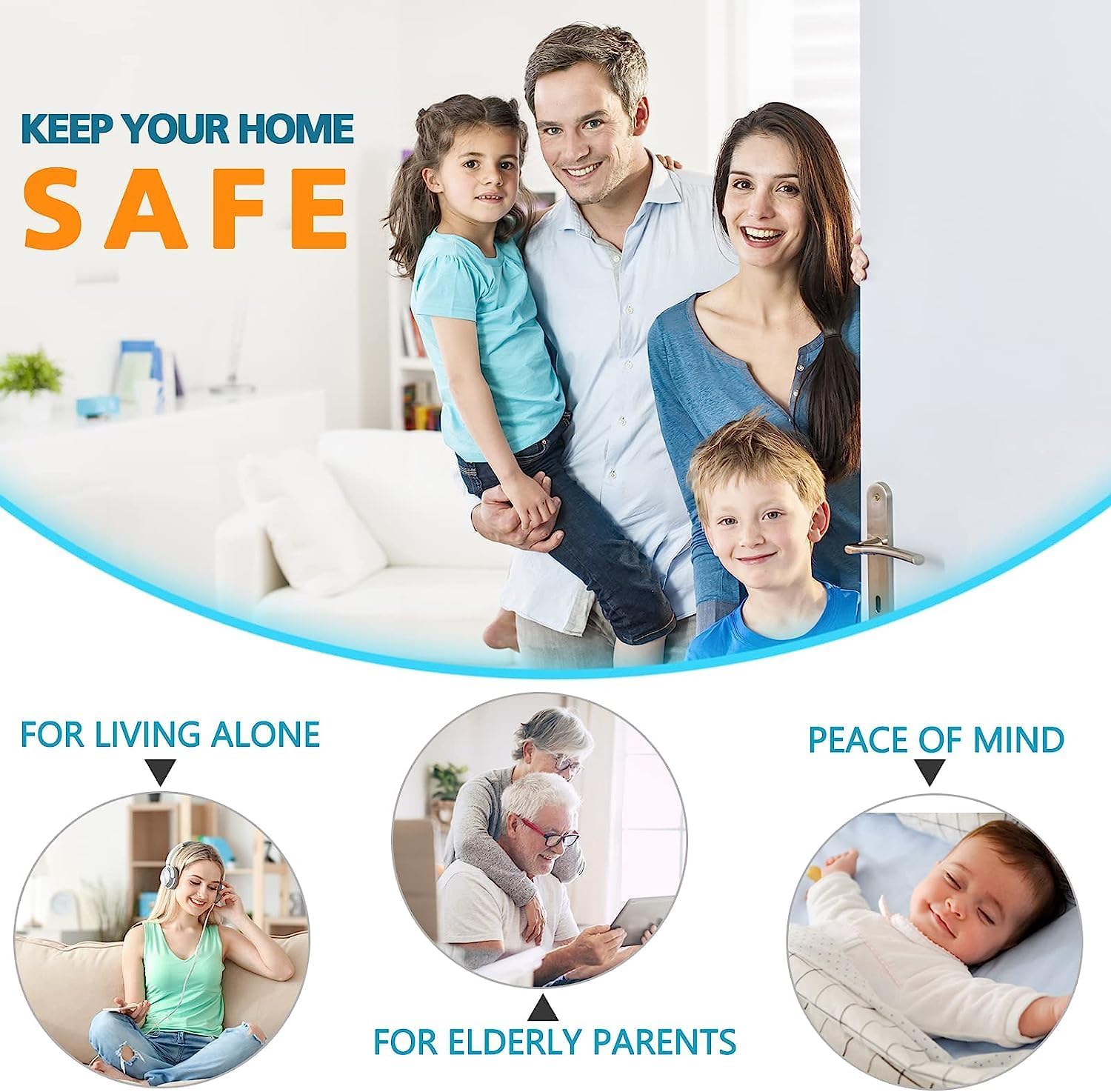 Home Security Door Reinforcement Lock Front Door Lock for Kids Safety Latch | Child Proof Door Locks for Inward Swinging Doors from Inside Withstands 800 lbs Extra Top Deadbolt Latch Guard Bedroom, White