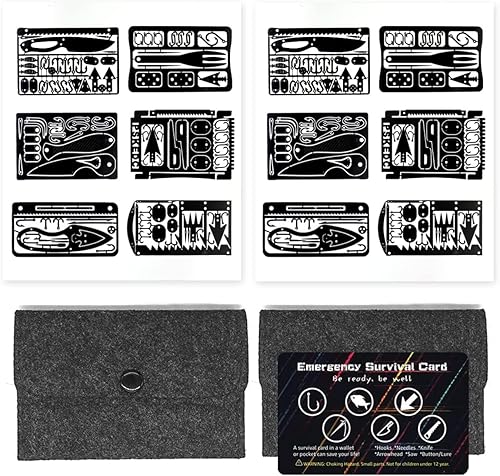 PSKOOK Juego de 12 piezas de multiherramienta de supervivencia del tamaño de una tarjeta, herramienta de emergencia para acampar, kit EDC en tu