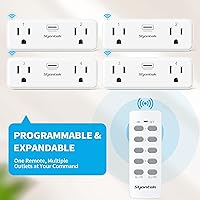 Vista 5 de Toma de corriente con control remoto con 2 tomas de control independientes, juego de interruptor de luz con control remoto inalámbrico, enchufe