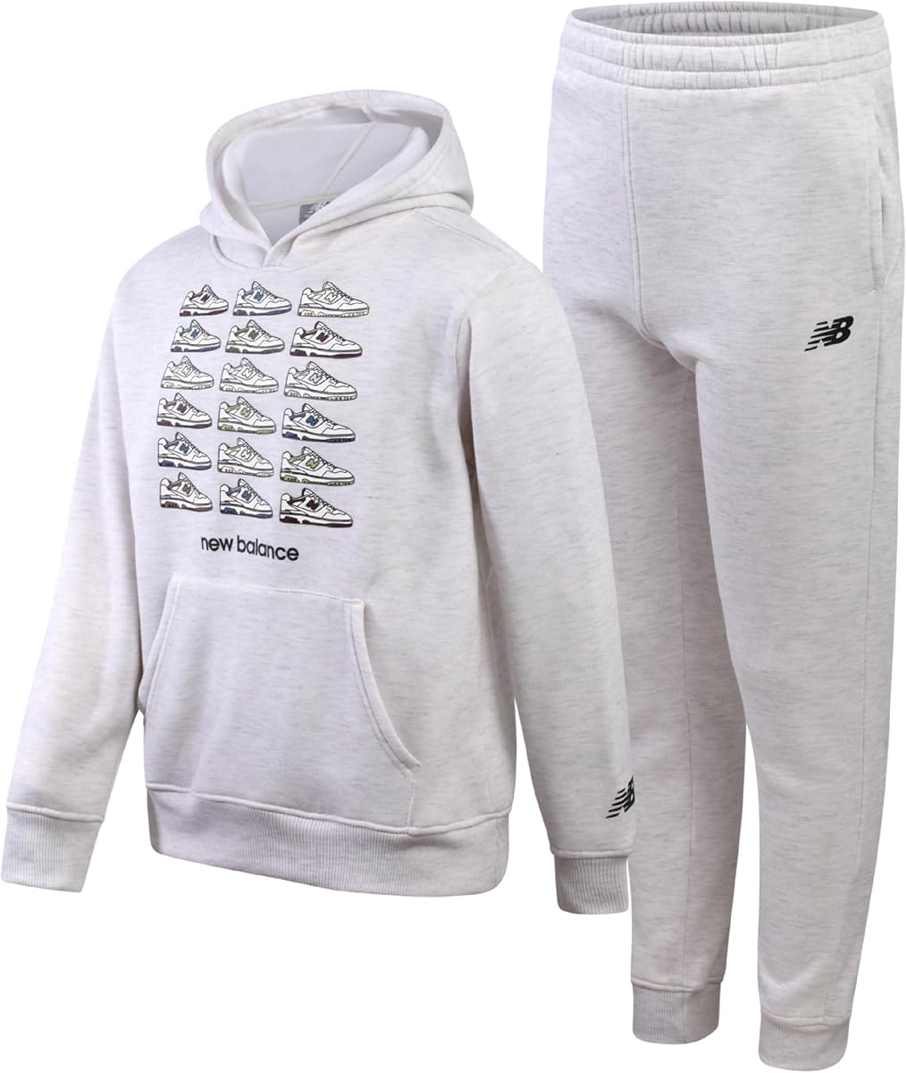 New Balance Chándal de 2 piezas con capucha y pantalones deportivos para niños 8-16 | Bolsillos tipo canguro profundos, diseñados para facilitar el movimiento, desde la clase de gimnasia hasta los recados del fin de semana, un ambiente elegante a juego
