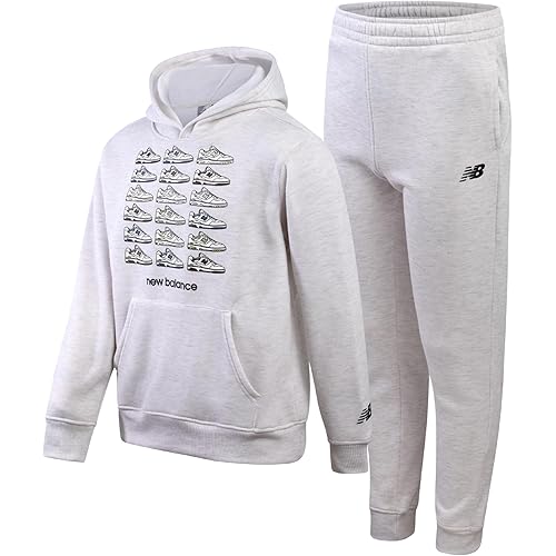 New Balance Boys Tracksuit Set - 2 Piece Classic Hoodie Sweatshirt and Boys Jogger Sweatpants with Pockets (Sizes: 8-16)