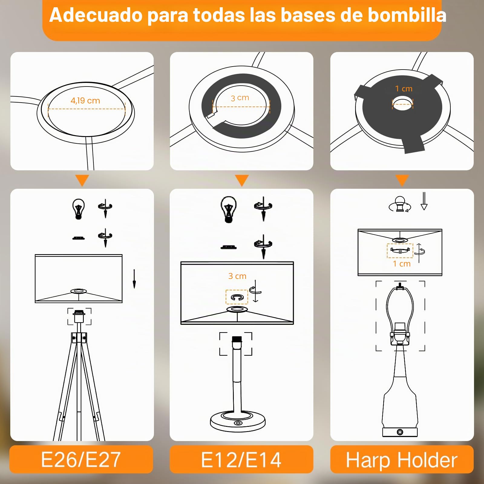 OUTON Pantallas de lámpara de tambor grandes grises para lámparas de pie, 16 pulgadas superior x 16 pulgadas inferior x 9 pulgadas de alto, fácil de montar, lámparas de pie y antorchas, pantallas de