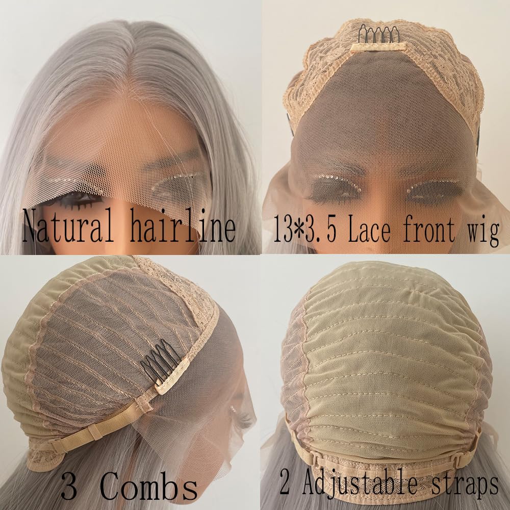 Grey Lace Front Wig Synthetic Pre Plucked Glueless Lace Wigs Synthetic Ready To Wear Wig Long Natural Curly Wig for Black Women