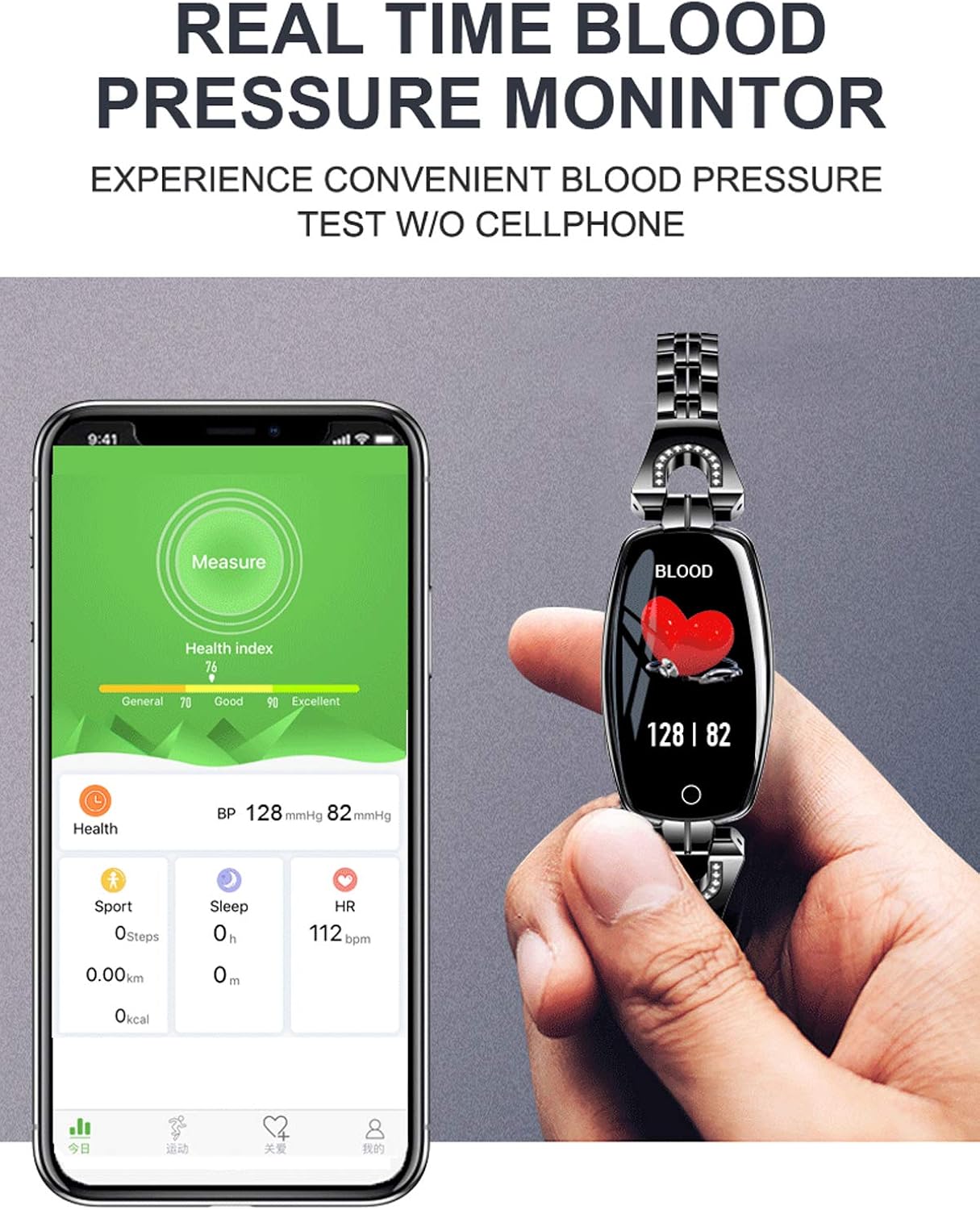 🔥 Crazy Deals Fitness Tracker Smart Bracelet for Women Stylish Beautiful Ladies Smart Watch with Pedometer Heart Rate Sleep Monitor Message Notification Stainless Steel Strap