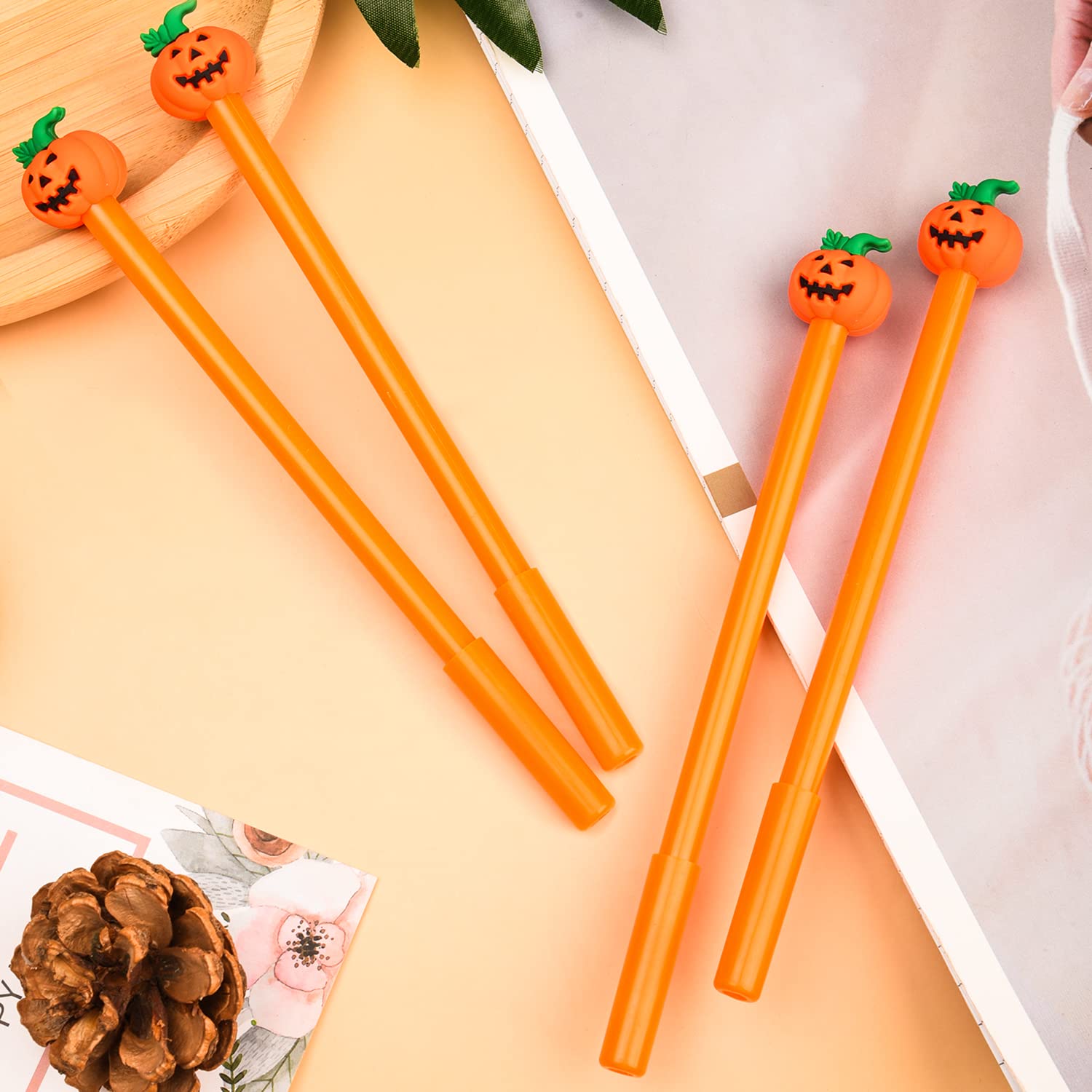 XNHIU 20 Pieces Halloween Black Gel Ink Pens - Pumpkin Novelty for Thanksgiving Day Party Favors and Bag Fillers - Image 4