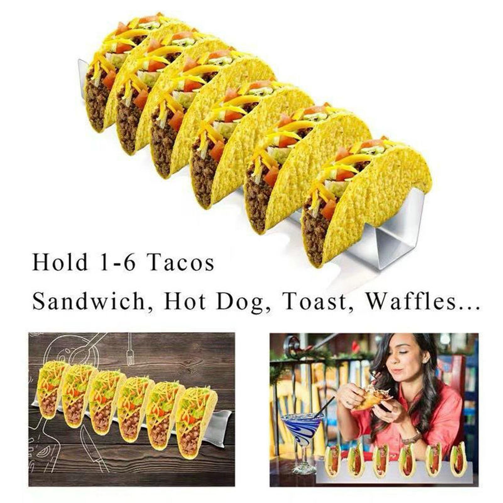 Raguso Porta Taco , 6 Griglie Porta Taco Resistente alla Corrosione in Acciaio Inossidabile Facile da Usare Antiruggine per Cucina