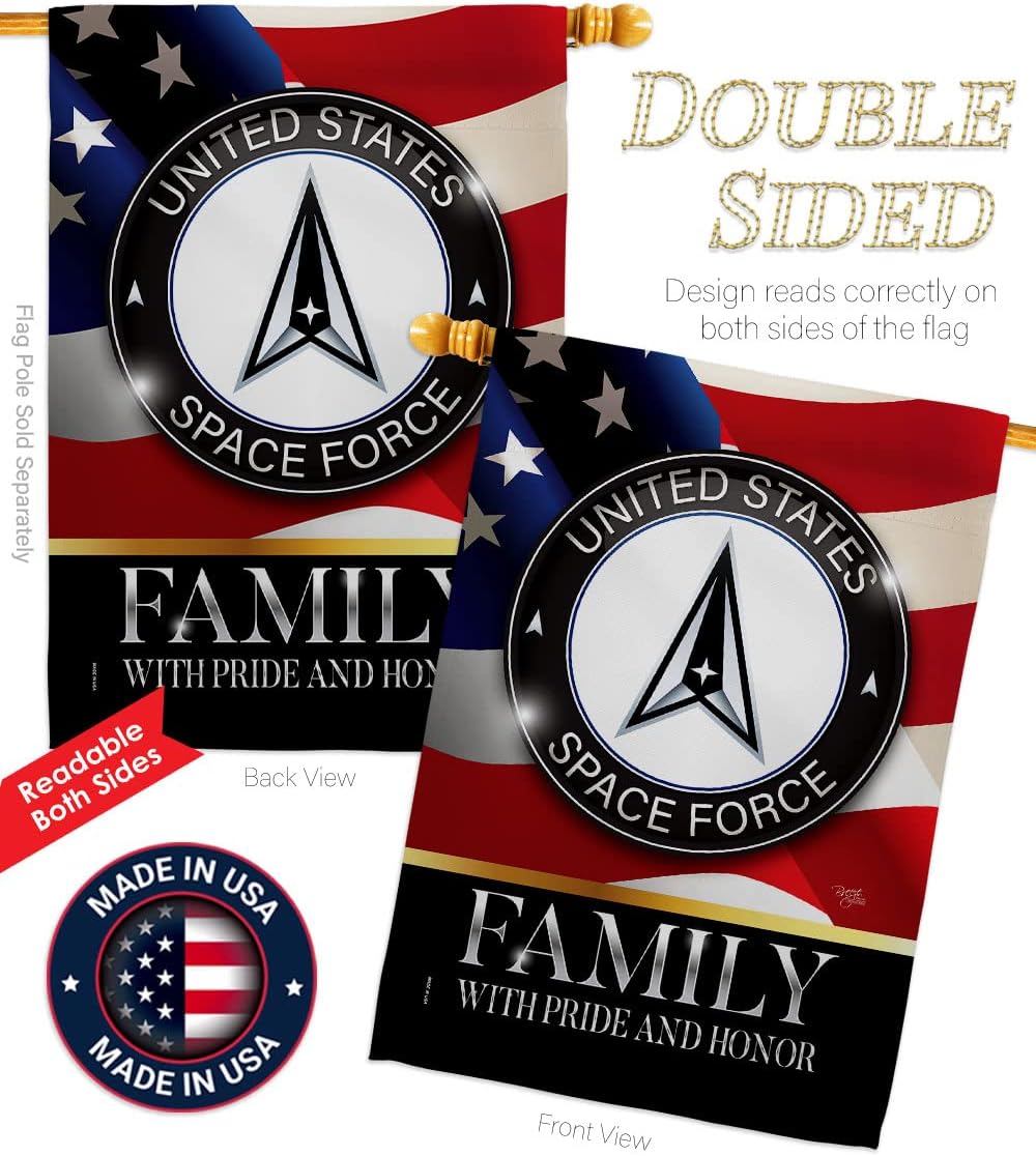 Breeze Decor US Space Family Honor House Flag Armed Forces USSF United State Air American Military Delta Official Decoration Banner Small Garden Yard Gift Double-Sided, Made in USA