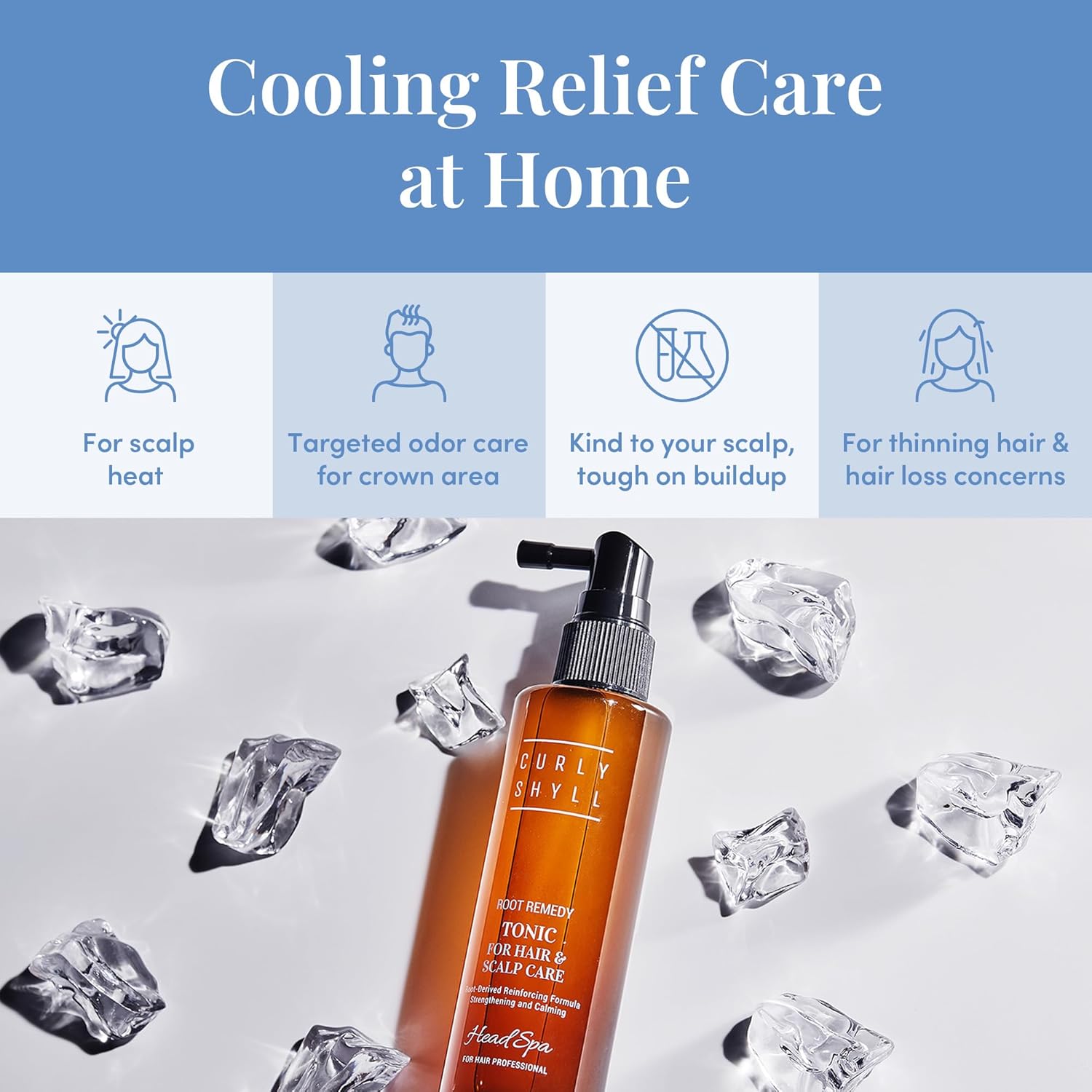 CURLYSHYLL Root Remedy Scalp Tonic | Scalp Cooling & Comfort Care with Botanical Extracts | Lightweight Daily Scalp Essence | 100ml