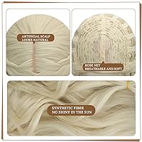 Vista 6 de Peluca rubia larga con trenzas de Probeauty, para cosplay, incluye casquillo de peluca, talla única