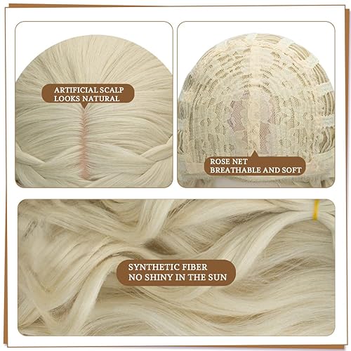 Miniatura 6 de Peluca rubia larga con trenzas de Probeauty para cosplay incluye casquillo de peluca talla única