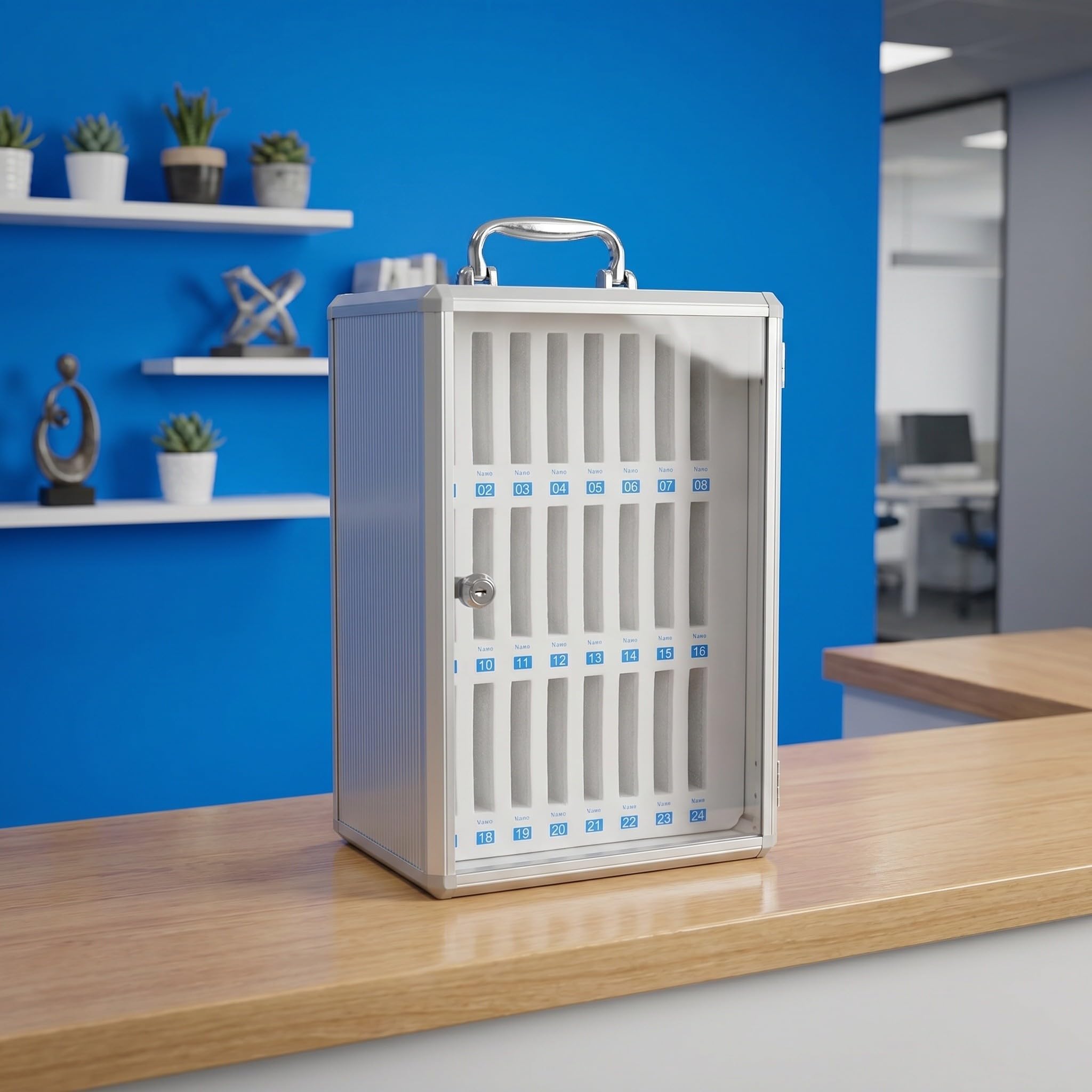 Veemoon Armadio Porta Cellulare con Scomparti Box Protettivo con Serratura e Maniglia Armadietto da Muro per Scuola e Ufficio Organizer Anticheating per Esami