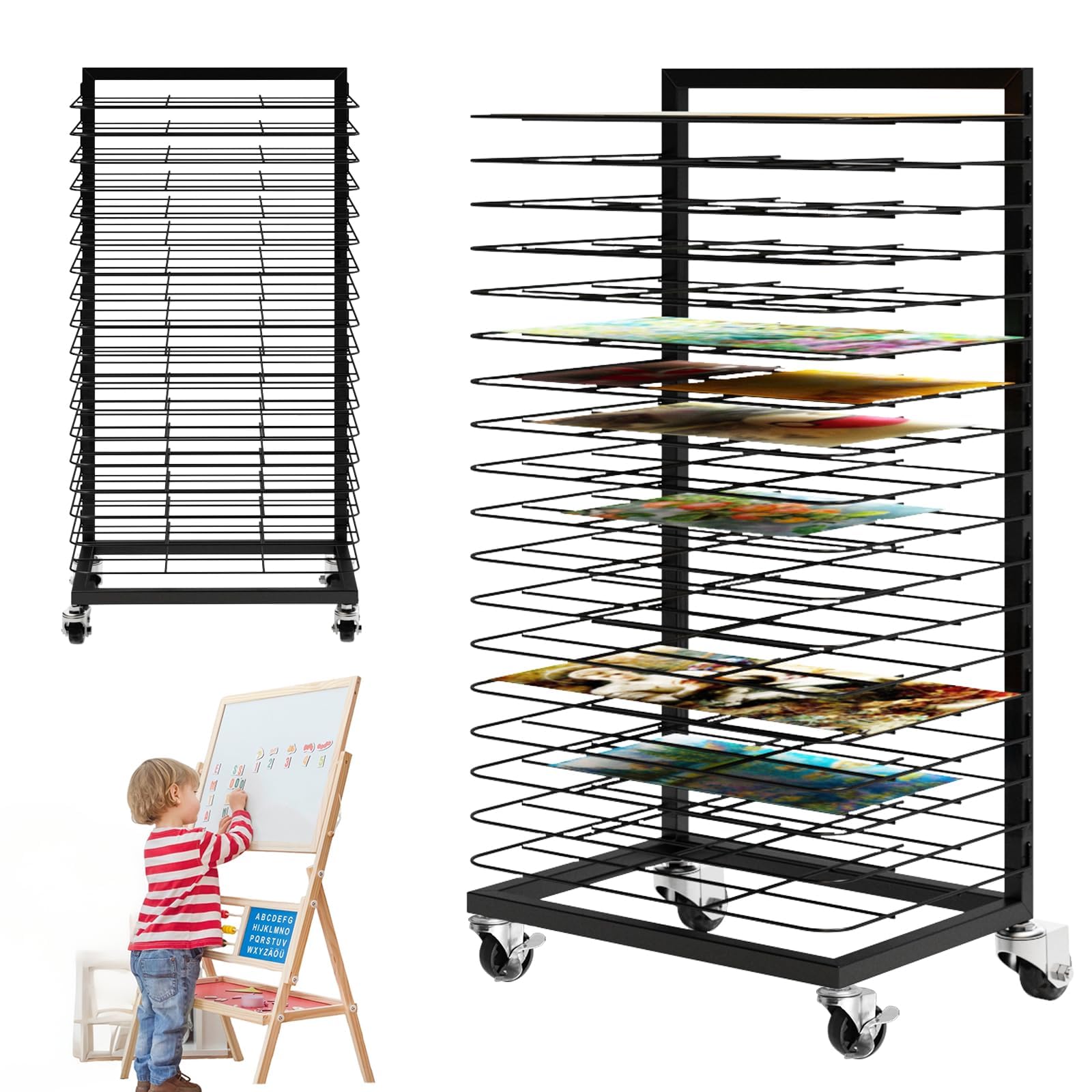 Art Drying Rack with 18 Removable Shelves