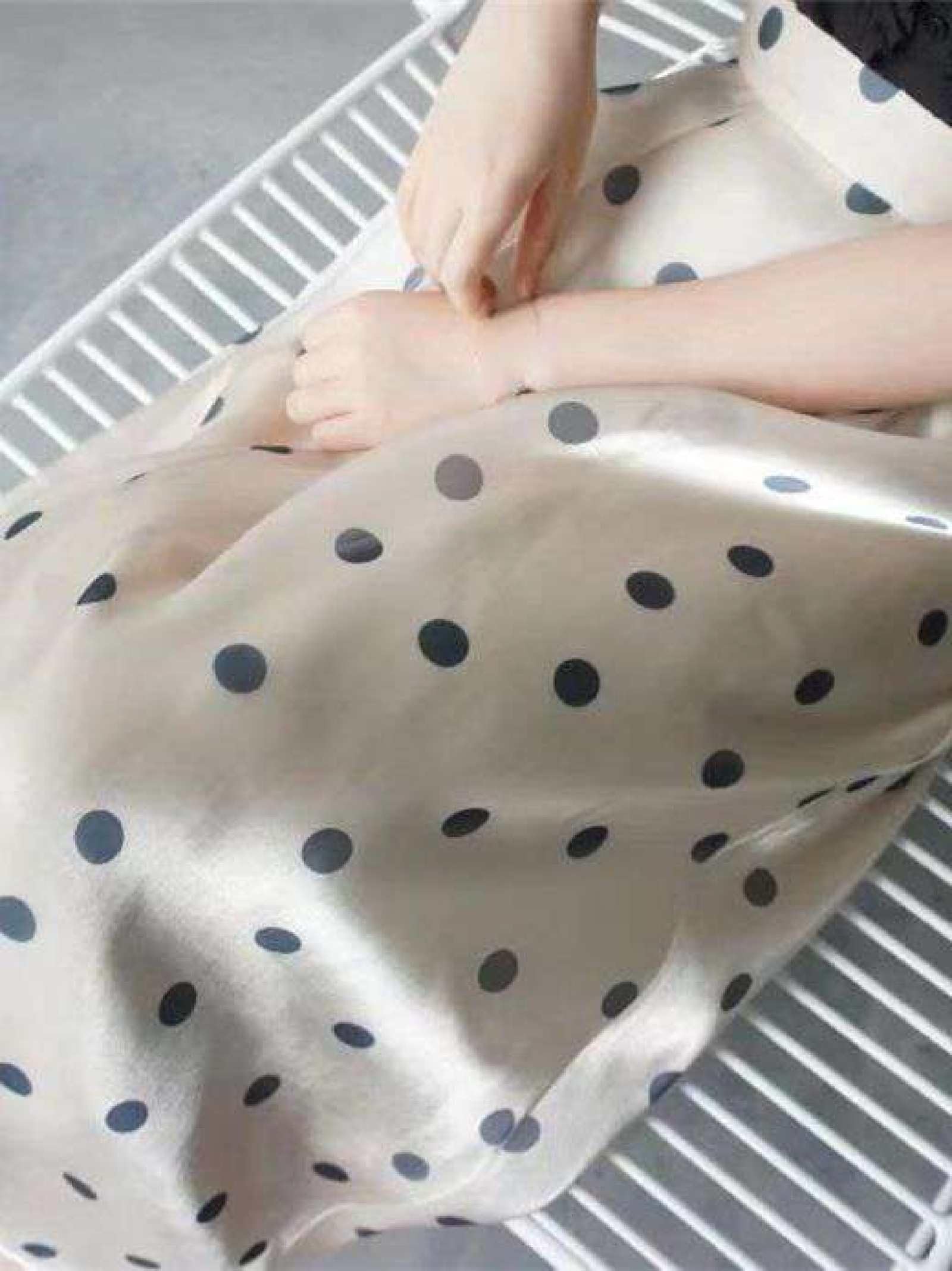 Jupe en Satin Taille Haute pour Femme - Jupe Trapèze Imprimée À Pois Brillant Rétro D'Été, Texture Élégante Française, Jupe Parapluie Fine Et Douce pour La Peau