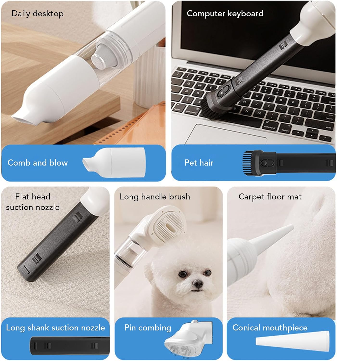 2 in 1 Pet Grooming Vacuum Cleaner, Efficient Suction Automatic Grooming Shedding Brush Vacuum Kit with 2L Large Capacity for Dogs Cats Bed Hair Carpet