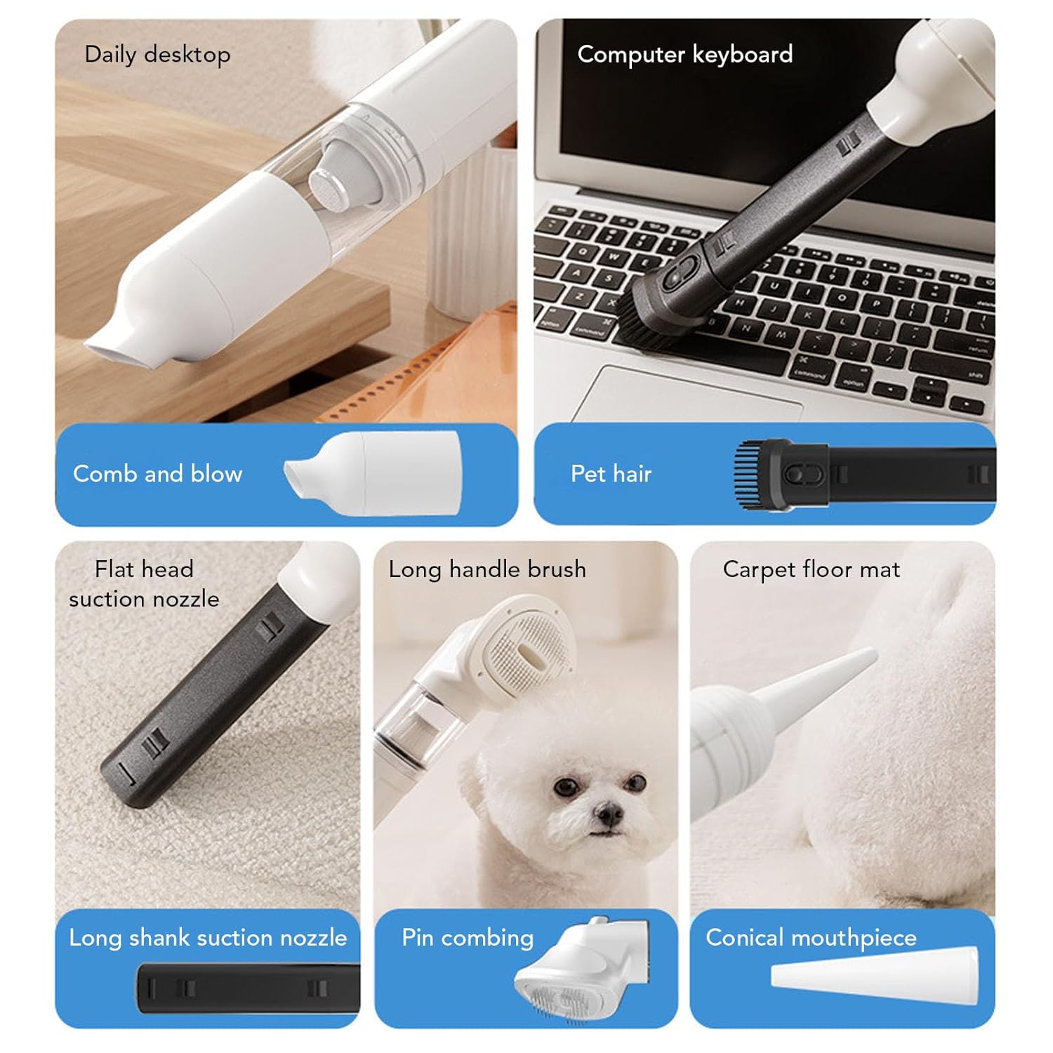 2 in 1 Pet Grooming Vacuum 1800mAh - Shedding Brush with 99% Hair Removal, Goods for Dogs Cats Bed Carpet
