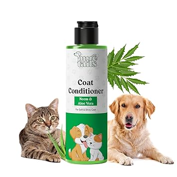Coat Conditioner for Dogs & Cats, Neem & Aloe Vera Formula, Detangles & Softens Fur, 200ml