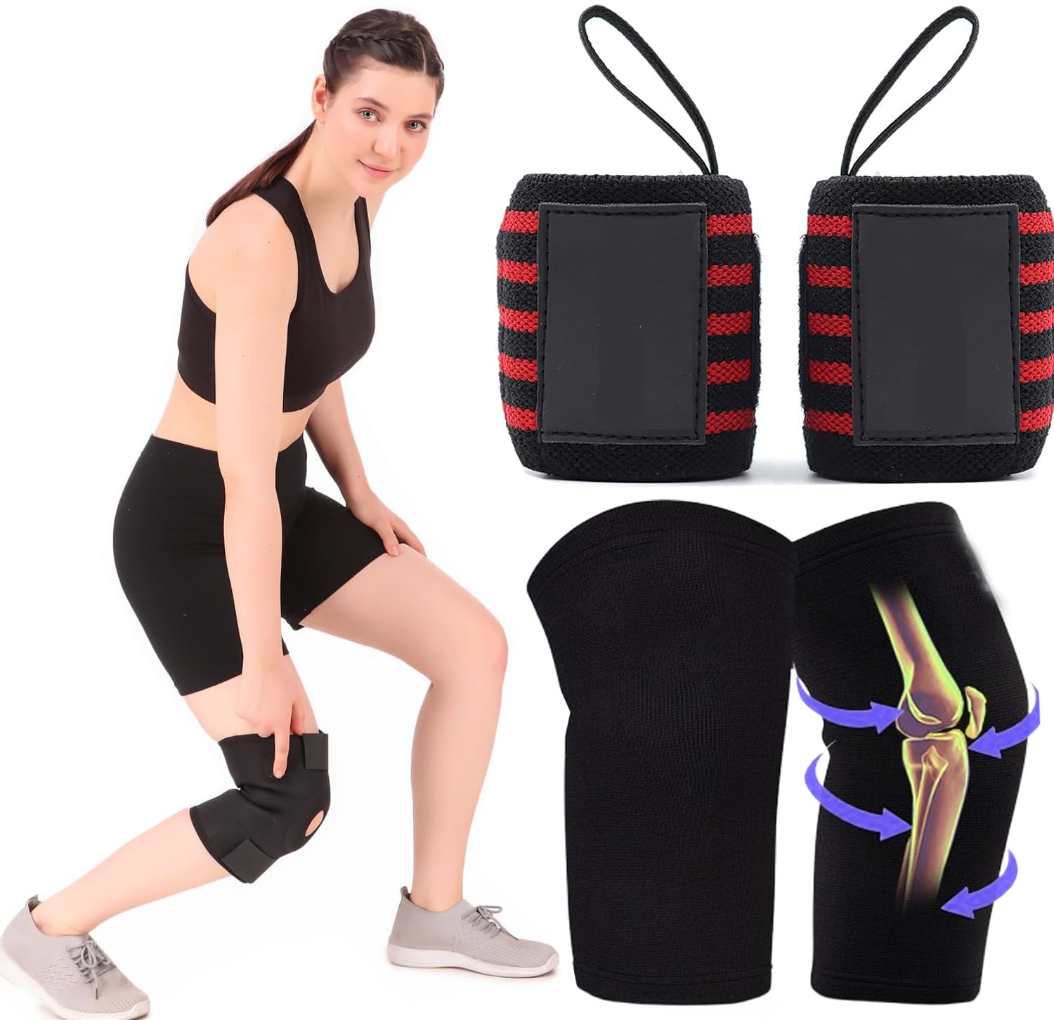 Wrist Support & Knee Cap for Gym Wrist Band for Men & Women Wrist Brace for Pain Relief & Lifting Hand Support Wraps Gym Accessories-image-47