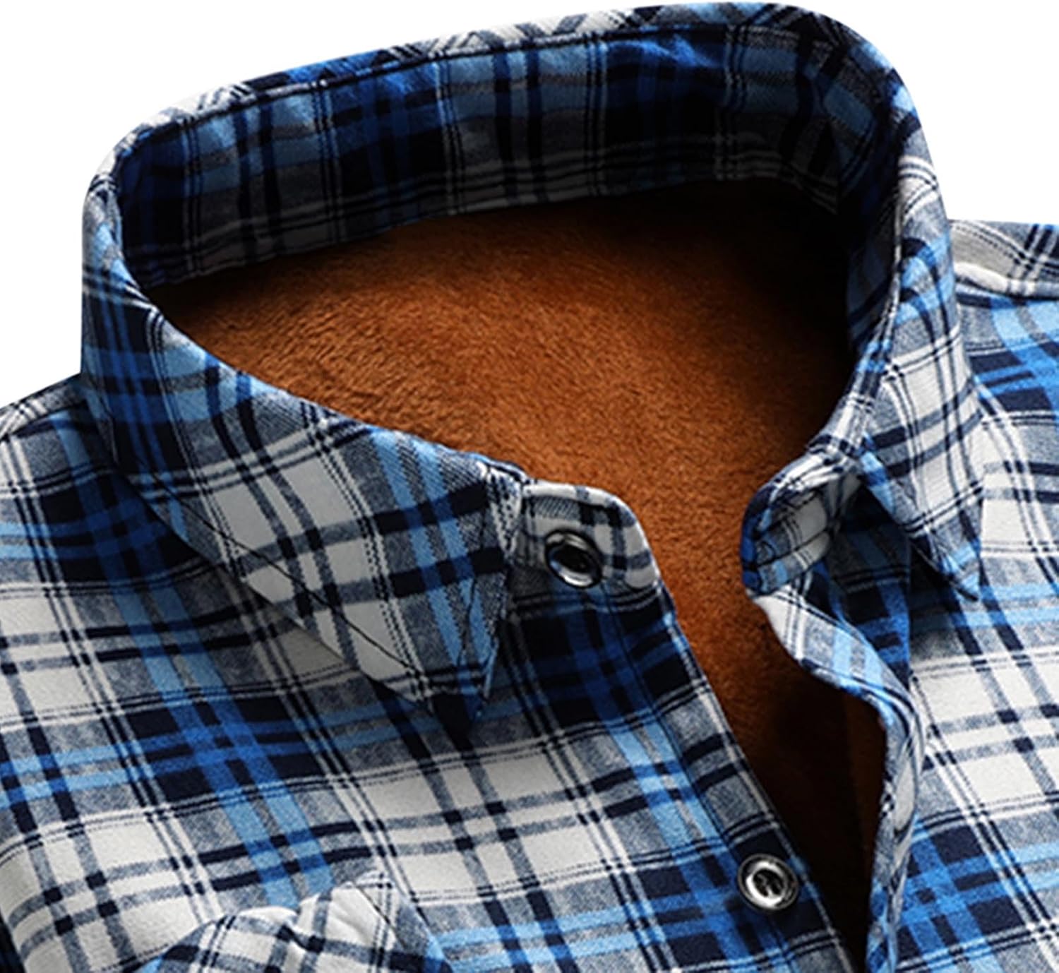 Mens Long Sleeve Sherpa Lined Shirt Jacket Winter Warm Fleece Plaid Flannel Shirts Button Down Jacket with Pockets