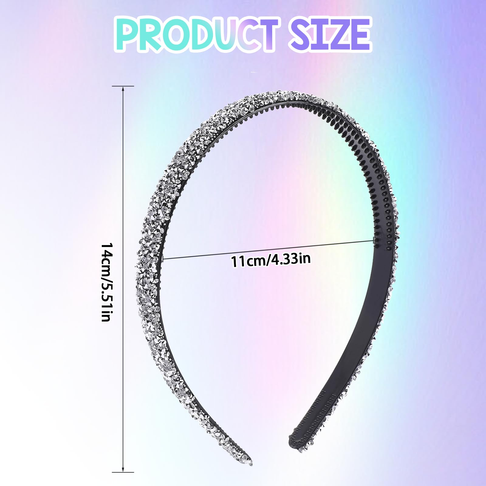 Rhinestone Headbands Sparkling Bling Crystal Headbands for Women Sparkly Crystal Diamond Headband Thin Silver Hair Hoops Non Slip Hair Band for Women Girls Bridal Wedding Party - Image 2