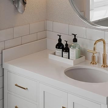 DKB 22x4 Pure White Quartz Sidesplash for Vanity Clean & Contemporary Style
