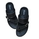SMOXX Men's Solid Casual Flat Slipper, Faux Leather Slip-on Toe Ring Fashion Slipper For Men (Black, UK Footwear Size System, Adult, Men, Numeric, Medium, 5) gallery image