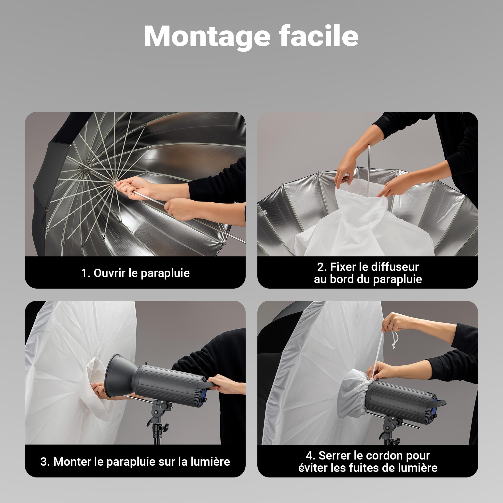 Walimex pro Diffuseur pour parapluies réflecteurs paraboliques Ø 165 cm – Diffuseur de lumière pour Une lumière Douce et homogène dans Les Studios Photo et la Photographie de Portrait