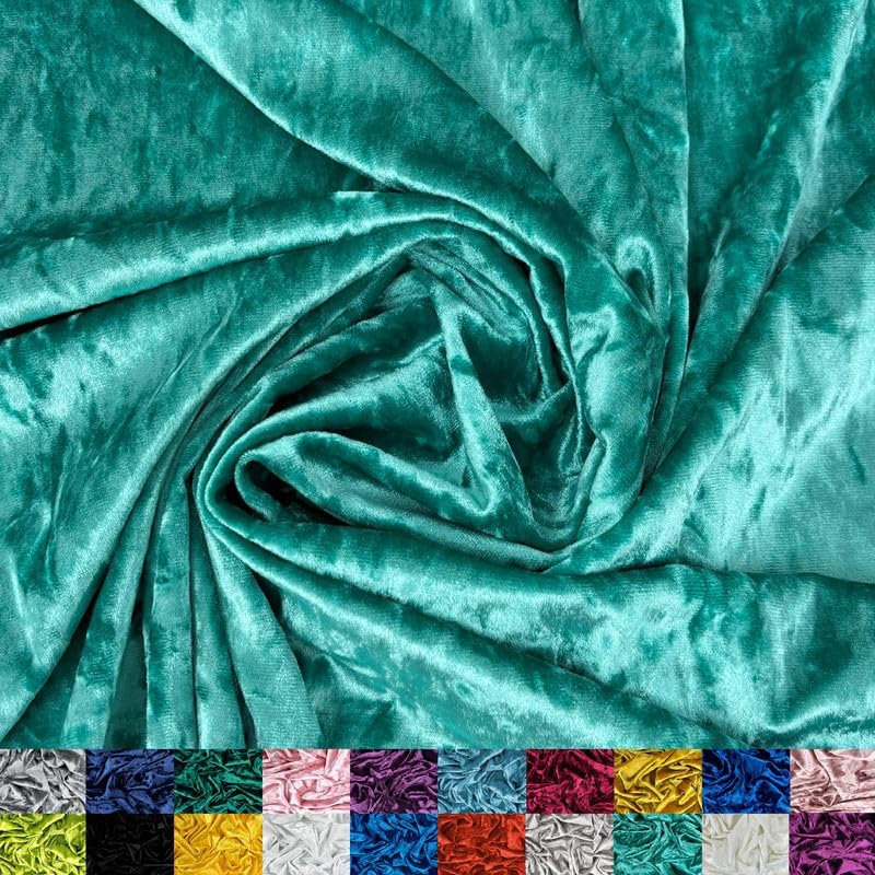 Ice Fabrics Stretch Crushed Velvet Fabric by The Yard - 60/62" Wide Soft Velvety Fabric for Sewing Apparel, Upholstery, Curtains & Decor - 250 GSM - 20% Vertical Stretch - Jade - 50 Yards Roll