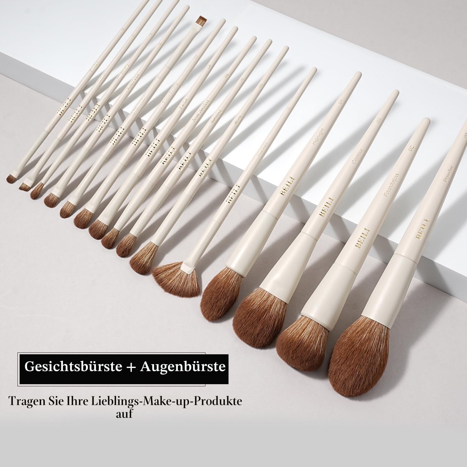 BEILI Make up Pinsel 15 PCS Pinselset Makeup Veganes, Schminkpinsel Set, Professionelle Make up Pinsel Set mit Lidschattenpinsel, Foundationpinsel Rougepinsel, Contouringpinsel Geschenksets