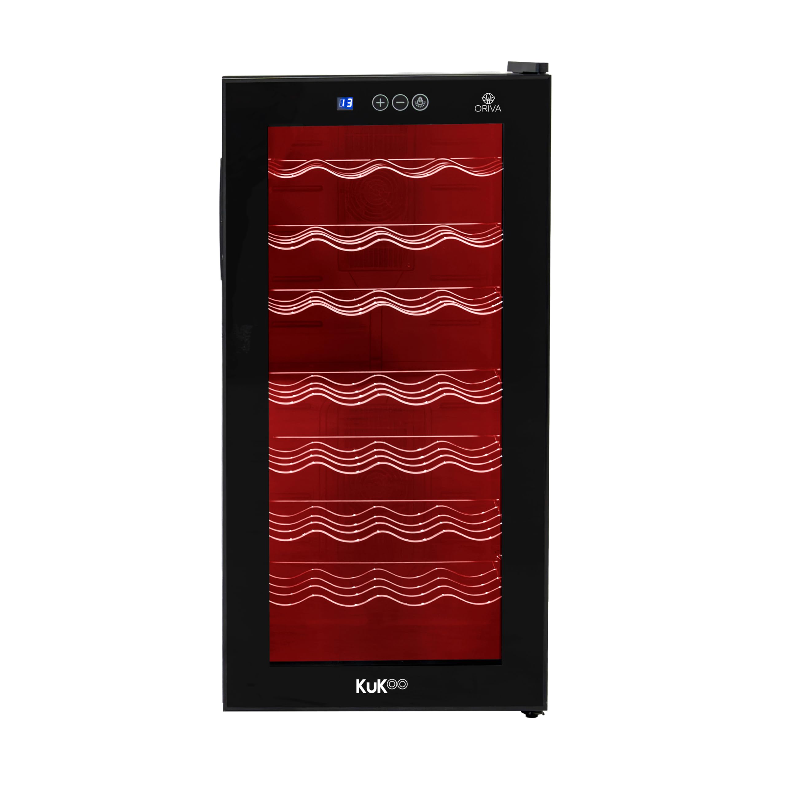 Vinoteca Oriva 78L | Capacidad 28 botellas | LED multicolor sincronizable con música | Control digital |Refrigeración termoeléctrica 8–18 °C | Mando a distancia | Diseño moderno silencioso y compacto